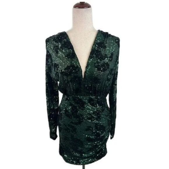 maje green floral dress Green leaves and flower patterns printed on white long dress – Amitha  Fashions main image 1